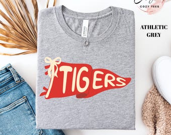 Personalized Mascot Name Pennant Tee Shirt, Custom Pennant Shirt, Pennant Mascot Tee Shirt, Trendy Game Day School Spirit Tee Shirt Gift
