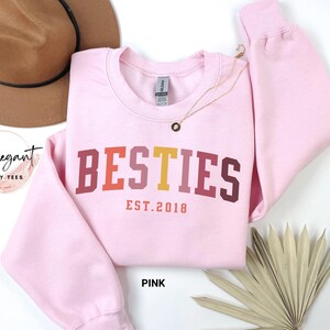 Personalized Besties Sweatshirt, Best Friends Crewneck, Girls Weekend Trip Matching Sweaters, Best Friend Birthday Gift, Best Friends Shirt image 5