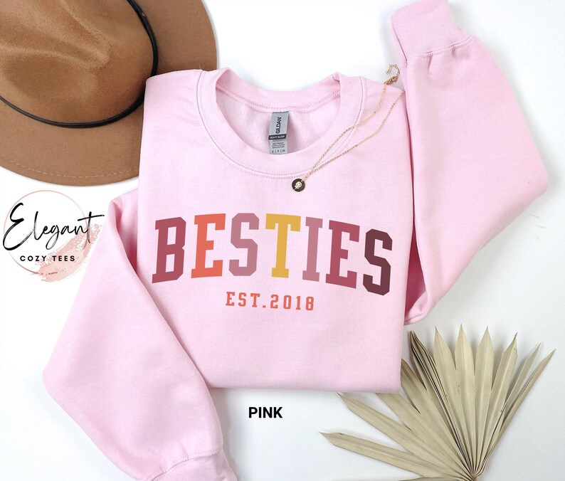 Personalized Besties Sweatshirt, Best Friends Crewneck, Girls Weekend Trip Matching Sweaters, Best Friend Birthday Gift, Best Friends Shirt image 5