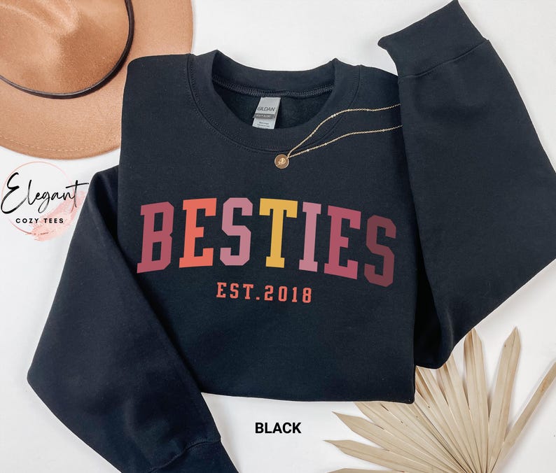 Personalized Besties Sweatshirt, Best Friends Crewneck, Girls Weekend Trip Matching Sweaters, Best Friend Birthday Gift, Best Friends Shirt image 3