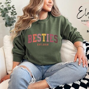 Personalized Besties Sweatshirt, Best Friends Crewneck, Girls Weekend Trip Matching Sweaters, Best Friend Birthday Gift, Best Friends Shirt image 6