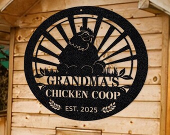 Personalized Chicken Coop Metal Sign: Farmhouse Hen House Decor