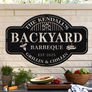 Personalized BBQ Grill Sign: Custom Metal Barbecue Wall Art - Man Cave Decor