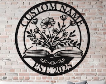 Cartello in metallo personalizzato per biblioteca: decorazione personalizzata per angolo lettura