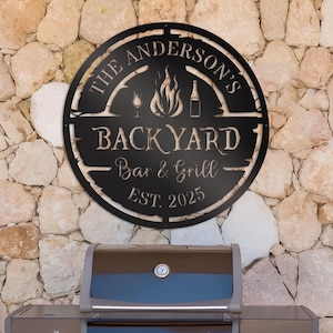 Personalized Backyard Pool Metal Sign, Outdoor Wall Art Decor, Pool Signs for Outdoor, Custom Bar And Grill Sign Decor, Fathers day gifts