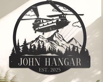 Custom Chinook Helicopter Metal Sign: Personalized Military Aviation Decor