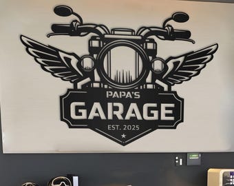 Custom Papa's Garage Metal Sign: Personalized Motorcycle Wall Art