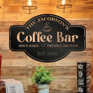 Personalized Coffee Bar Metal Sign: Custom Kitchen Decor