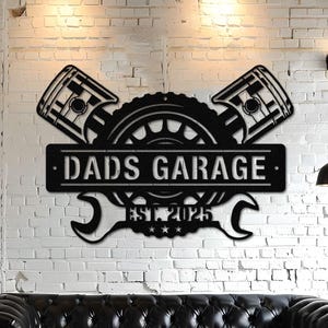 Custom Garage Name Metal Wall Art, Personalized Workshop Name Sign Decoration For Room, Car Mechanic Repair Metal, Outdoor Sign, Dad Gift