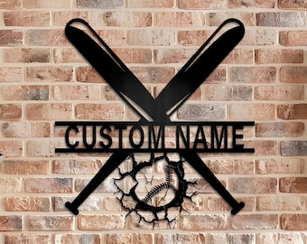 Personalized Metal Baseball/Softball Name Sign: Custom Sports Decor