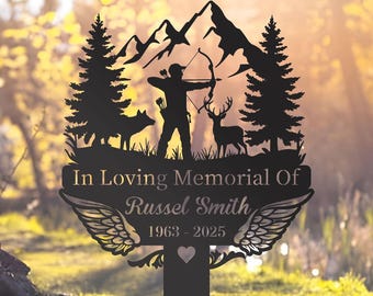 Personalized Hunter Memorial Stake for Outdoor Deer Memorial Stake Hunting In Heaven Hunter Loss Sympathy Gifts Garden Decor Father's Day