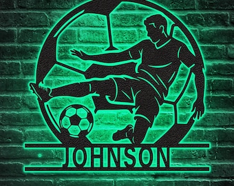Personalized Soccer Ball Name Sign: Metal Sports Wall Art