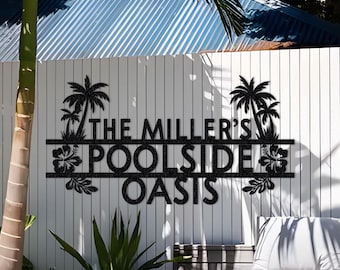 Cartello in metallo personalizzato per piscina da giardino: decorazione oasi tropicale