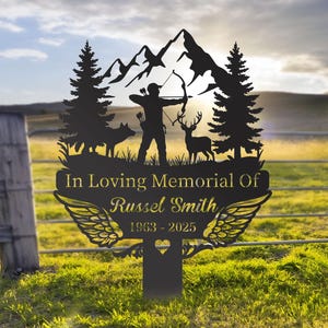 Personalized Hunter Memorial Stake for Outdoor Deer Memorial Stake Hunting In Heaven Hunter Loss Sympathy Gifts Garden Decor Father&#39;s Day