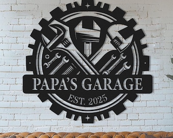 Personalized Metal Garage Sign: Custom Name Wall Art Decor