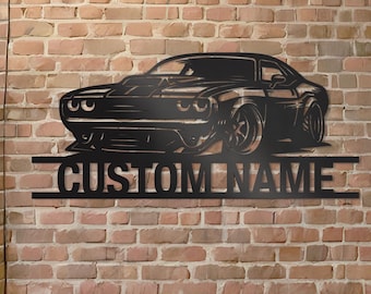 Custom Muscle Car Metal Sign with LED: Personalized Garage Decor