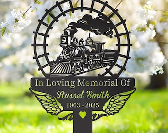 Personalized Train Memorial Stake for Outdoor,Metal Stake,Train Sign,Train Gift,Train Loss,Sympathy Sign, Grave Marker,Remembrance Stake,Dad