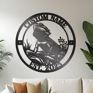 Personalized Bearded Dragon Metal Sign Wall Art Custom Name Bearded Dragons Sign, Bearded Dragon Gift, Gecko Lizard Decor, Fathers Day Gifts