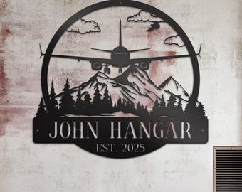 Personalized Airplane Name Sign, Custom Aviation Gift, Custom Pilot Name Sign Home Decor Aircraft Hangar Decor Airforce Fathers Day Gifts