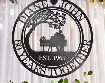 Personalized 60th Anniversary Metal Sign: Diamond Jubilee Wall Art