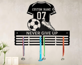 Custom Soccer Medal Holder: Personalized Metal Sports Award Display