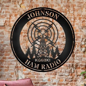 Amateur Radio Monogram Custom Ham Radio Metal Wall Art Ham Shack Decor Personalized Amateur Radio Name Sign Radio Operator Decoration Gift