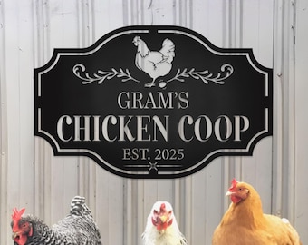 Personalized Chicken Coop Metal Sign: Farmhouse Hen House Decor