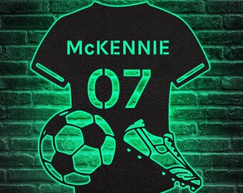 Personalized Soccer Ball Name Sign: Metal Sports Room Decor