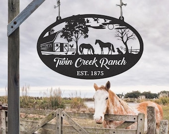 Personalized Metal Farm Sign Custom Farmhouse Decor Horse Ranch Outdoor Sign Chicken Sign Farm Animals Sign Ranch Sign Barn Sign Farmer Gift