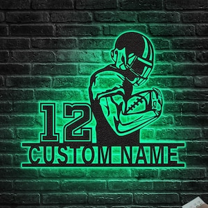Placa de futebol personalizada em metal com luzes LED: decoração com nome do time