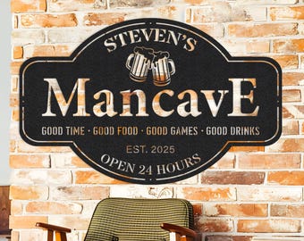 Personalized Man Cave Sign Metal Wall Art, Rustic Man Cave Sign Pub Bar Decor, Bar Sign, Decor Basement Bar, Father’s Day mancave gift