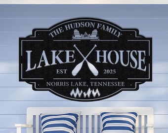 Personalized Metal Lake House Sign for Outdoor Decor, Sign for Lake House, Lake Sign, Lake House Decor, Farmhouse Signs, camp sign, Dad Gift