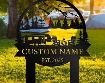 Personalized Metal Campfire Sign: Outdoor Cabin Decor, Camping Gift