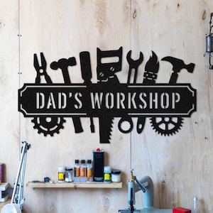 Custom Metal Workshop Sign: Personalized Garage Decor, Man Cave, Mechanic Gift