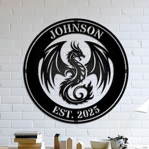 Custom Dragon Metal Sign: Personalized Name Wall Art