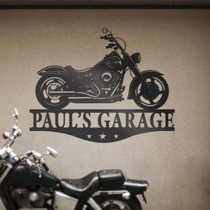 Custom Motorcycle Garage Sign: Personalized Biker Metal Wall Art