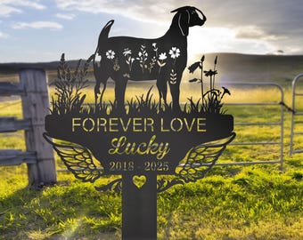 Custom Goat Memorial Garden Stake: Personalized Metal Grave Marker