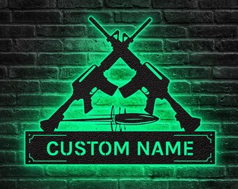 Custom Gun Metal Sign LED Light | gun sign wall art | gift for dad | ar-15 sign | gun sign | custom armory sign | mancave sign |Veteran Gift