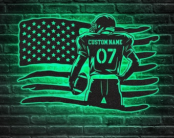 Custom LED American Football Metal Sign: Personalized Sports Decor