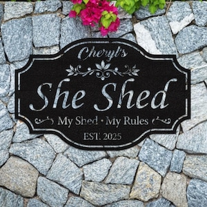 Custom She Shed Metal Wall Art, Personalized Garden Shed Sign, She Shed Decor, Gifts for Mom Grandma, Outdoor sign, Gardening Shed Decor