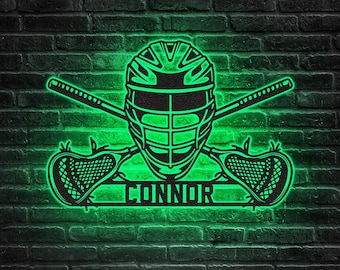 Custom Lacrosse Metal Wall Art LED Sign: Sports Home Decor