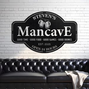 Personalized Man Cave Sign Metal Wall Art, Rustic Man Cave Sign Pub Bar Decor, Bar Sign, Decor Basement Bar, Father’s Day mancave gift