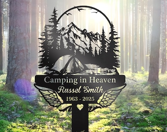 Custom Camping Memorial Metal Stake: Outdoor Grave Marker, Sympathy Gift