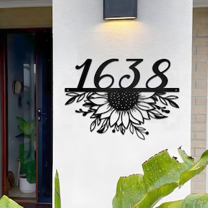 Sunflower Address Sign, Personalized Metal Address Sign, House Numbers Sign, Outdoor Patio Metal Sign, Address Marker, House Sign, Dad Gifts