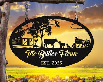 Personalized Farmhouse Sign Metal Wedding Gift Homestead Decor Hobby farm sign Outdoor Sign Farm House Wall Family Name Sign Farmer Gift