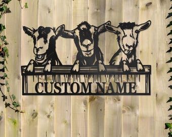 Custom Goat Farm Sign,Customized Outdoor Metal Sign,Large Farmhouse Goat Decor,Specialized Farm Metal Sign,Goat Metal Sign,Father's Day Gift