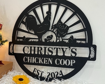 Custom Chicken Coop Metal Sign: Farmhouse Decor, Personalized Hen House Art