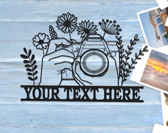 Personalized Camera Sign Custom Camera Metal Wall Art Photographer Metal Sign Photo Studio Decor Photography Lovers Gift, Room Decor