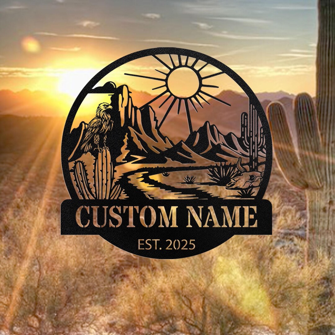 Custom Cactus Metal Sign, Cactus Metal Wall Art, Metal Cactus Wall ...