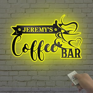 Custom LED Coffee Station Sign: Metal Coffee Bar Decor
